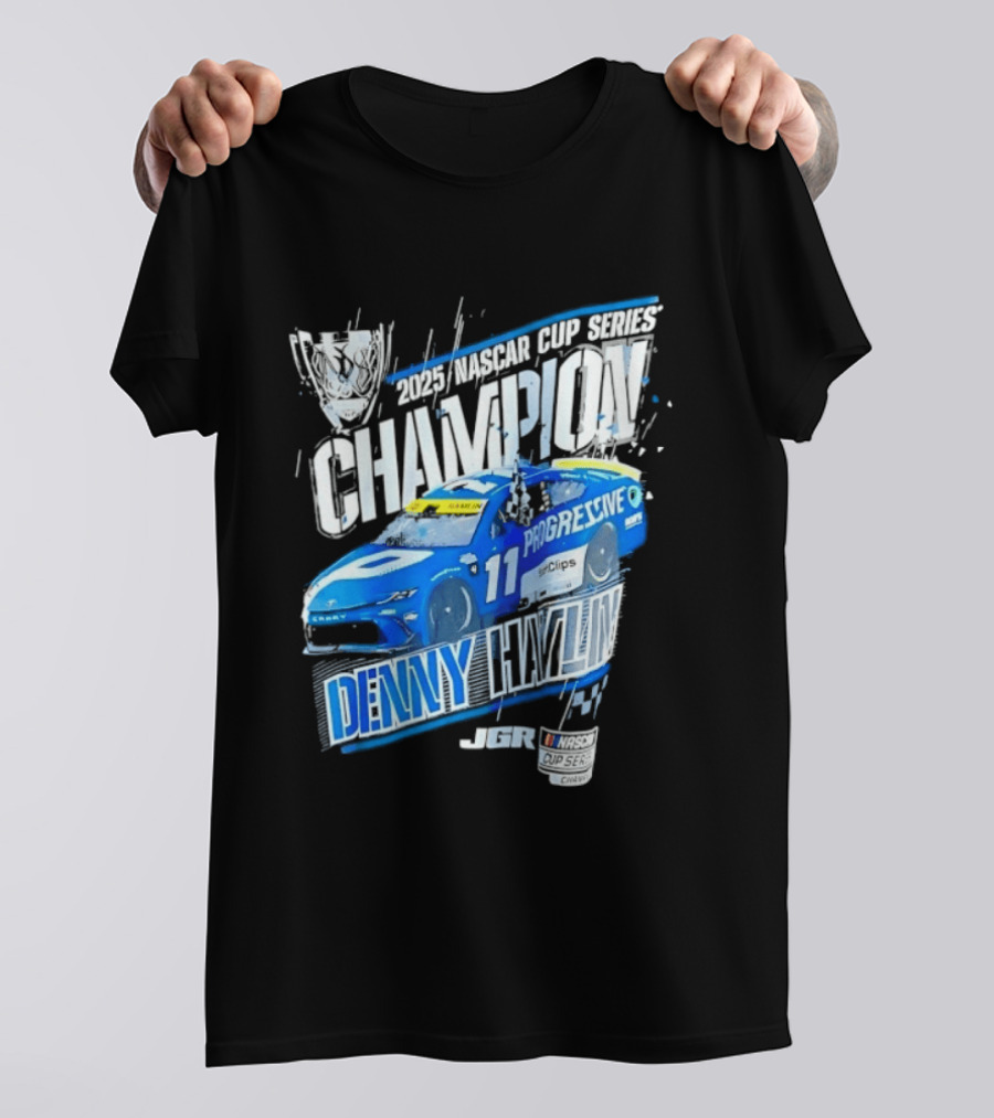 Denny Hamlin 2025 NASCAR Cup Series Champion Progressive Car 11 Joe Gibbs Racing T-Shirt