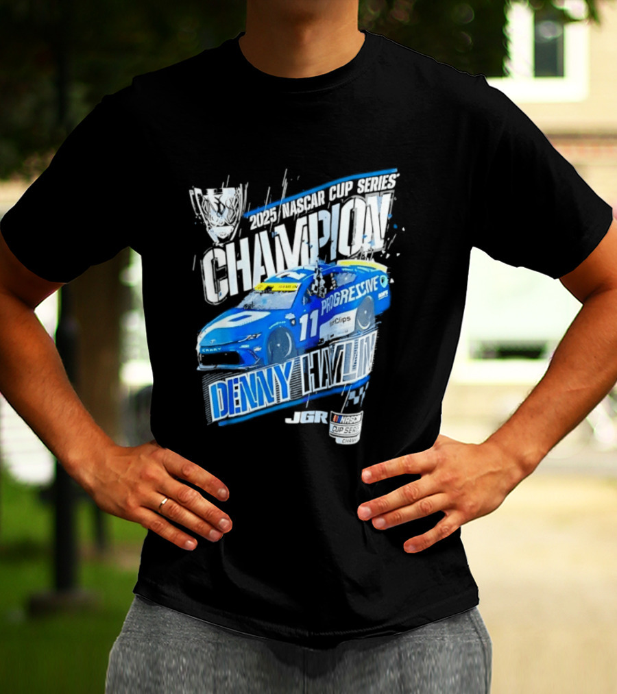 Denny Hamlin 2025 NASCAR Cup Series Champion Progressive Car 11 Joe Gibbs Racing T-Shirt