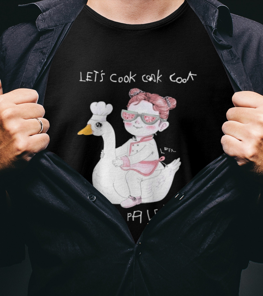 Let's Cook Cook Cook Free Palestine Goose Chef Girl T-Shirt