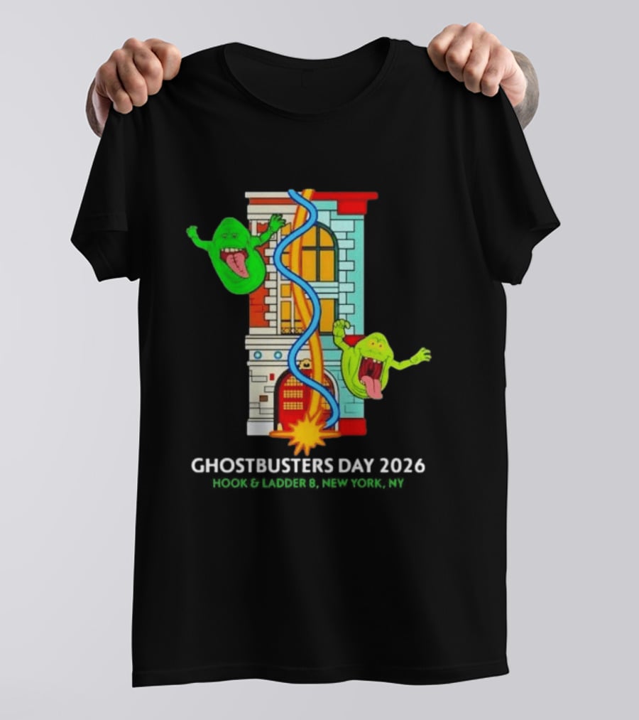 Ghostbusters Day 2026 Hook & Ladder 8 Firehouse Slimer Double Feature T-Shirt