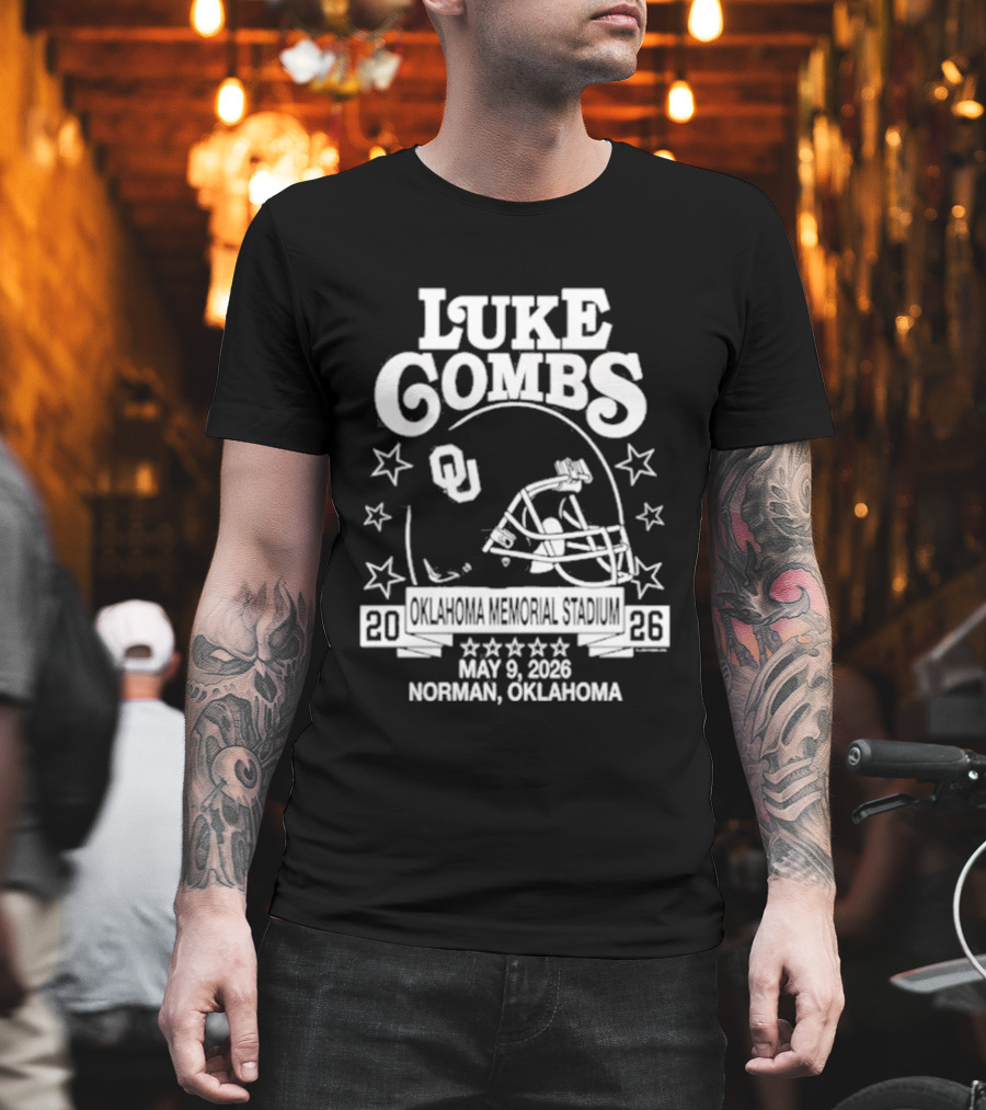 Luke Combs May 9 2026 Norman Oklahoma Football Helmet Stars Concert Event T-Shirt