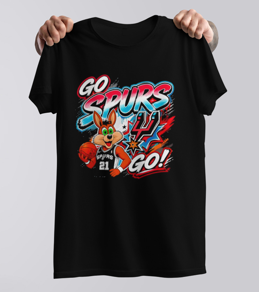 Go Spurs Go Coyote Basketball Team Spirit Graffiti T-Shirt