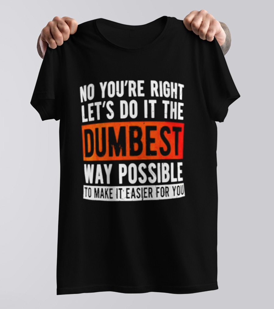 No You're Right Let's Do It The Dumbest Way Possible To Make It Easier For You T-Shirt