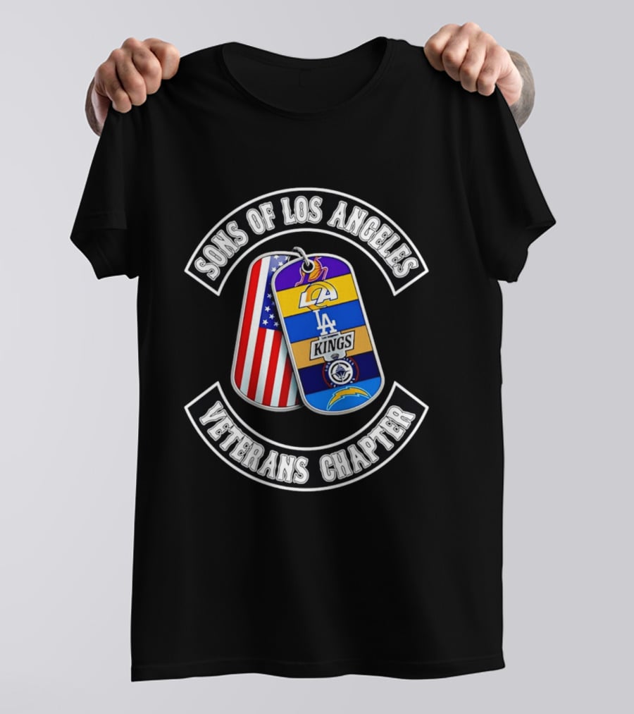 Sons Of Los Angeles Veterans Chapter LA Sports Dog Tags American Flag T-Shirt