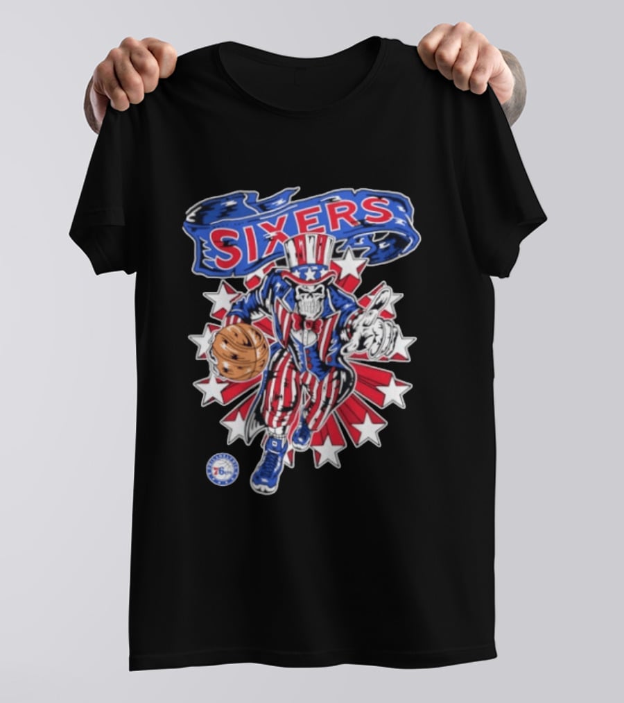 Philadelphia 76ers Warren Lotas Stars And Stripes Uncle Sam Basketball T-Shirt