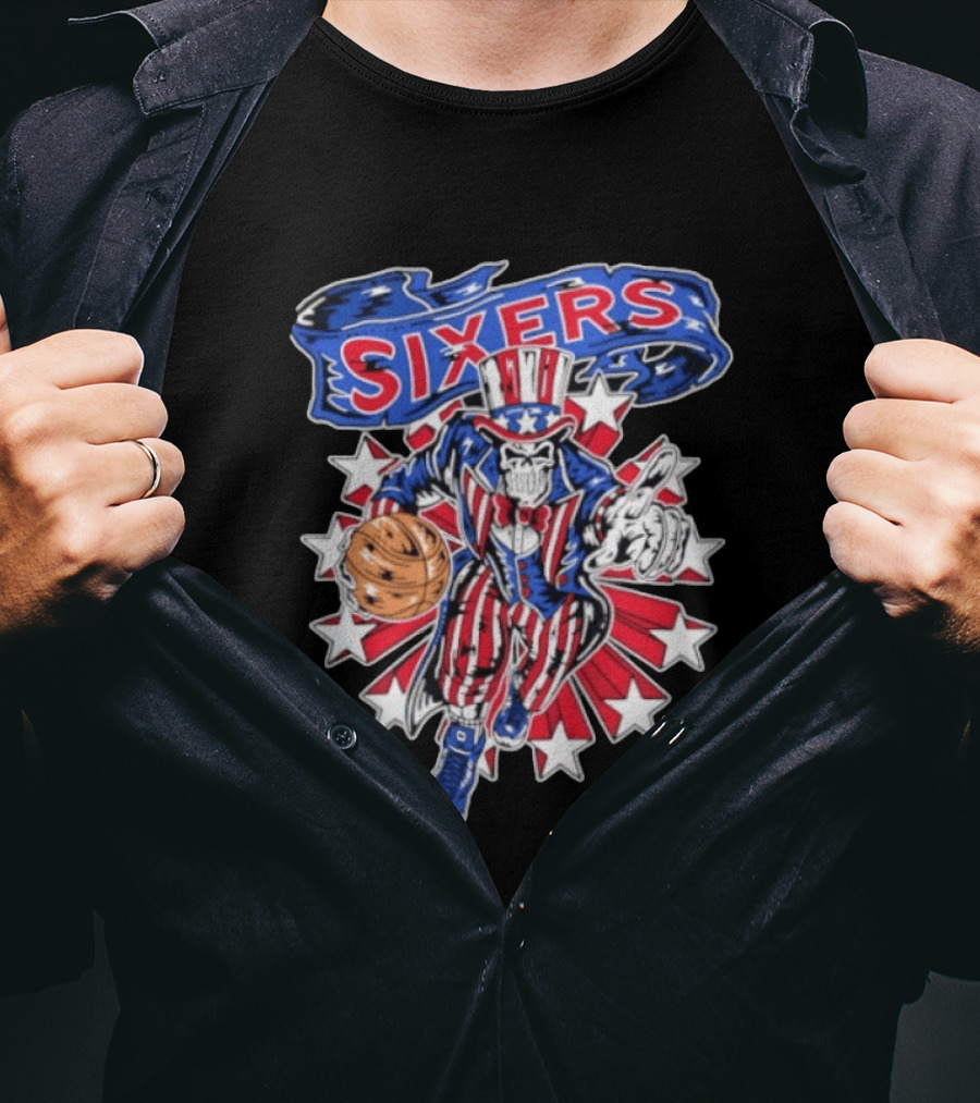 Philadelphia 76ers Warren Lotas Stars And Stripes Uncle Sam Basketball T-Shirt