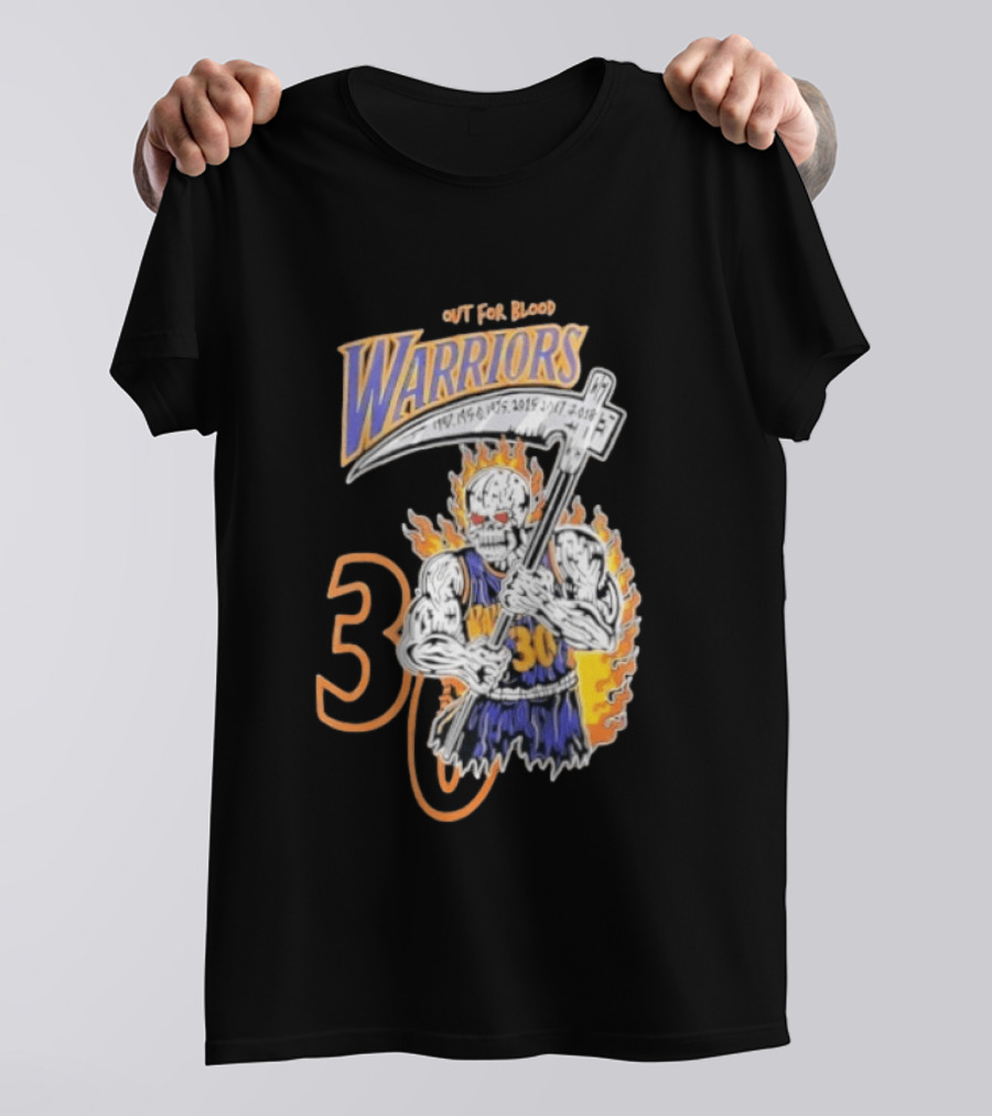 Stephen Curry 30 Golden State Warriors Out For Blood Warren Lotas Iconic Skull T-Shirt