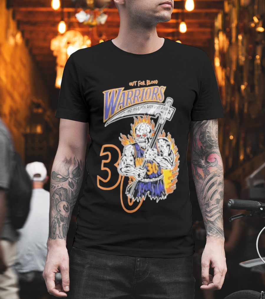 Stephen Curry 30 Golden State Warriors Out For Blood Warren Lotas Iconic Skull T-Shirt
