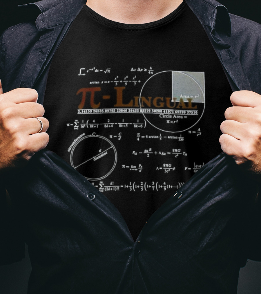 Pi Lingual Math Geek Physics Nerd Equations And Formulas T-Shirt