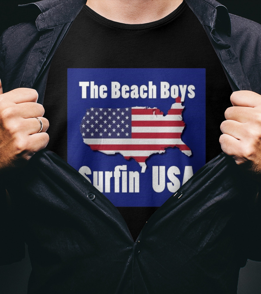The Beach Boys Surfin' USA American Flag Map T-Shirt