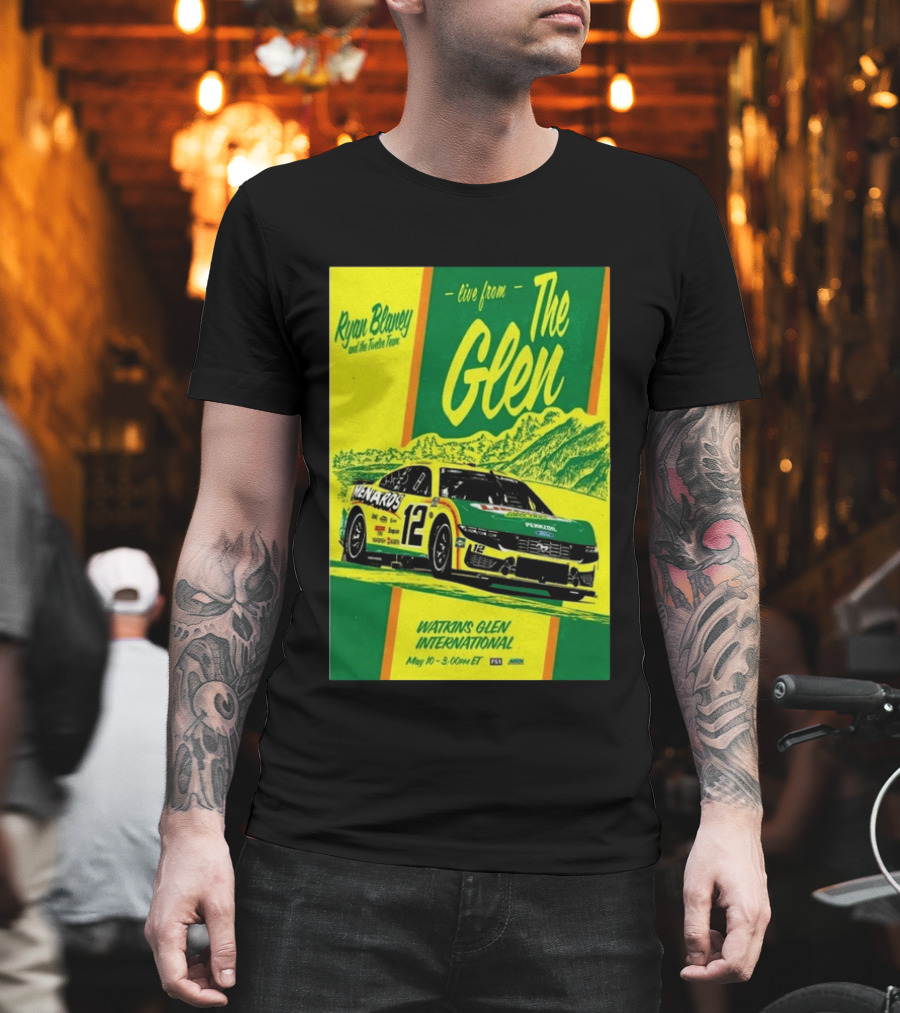 Ryan Blaney Live From The Glen Watkins Glen International May 10 3:00pm ET NASCAR Race Team Menards Pennzoil Car 12 T-Shirt