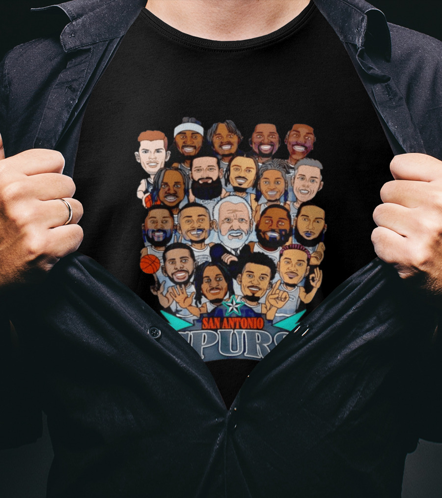 San Antonio Spurs Caricature Team Roster 2026 T-Shirt