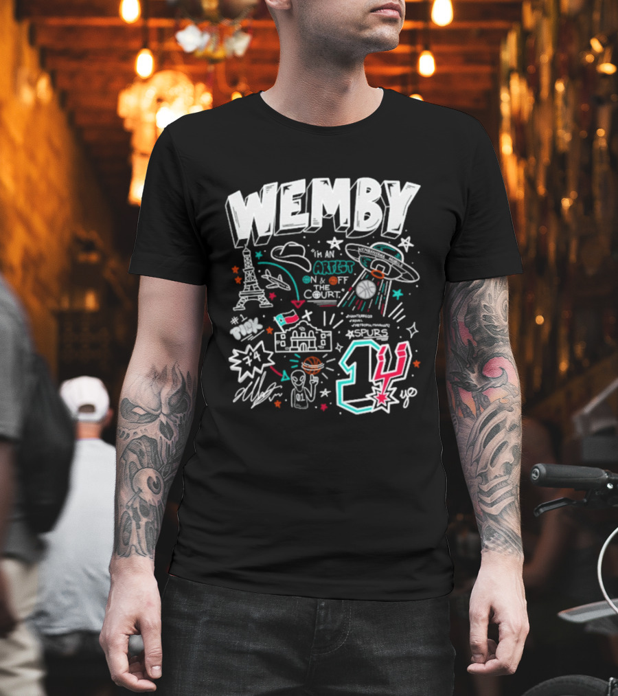 Wemby Victor Wembanyama Artist On Off Court Spurs #1 Eiffel Tower Alien Spaceship T-Shirt