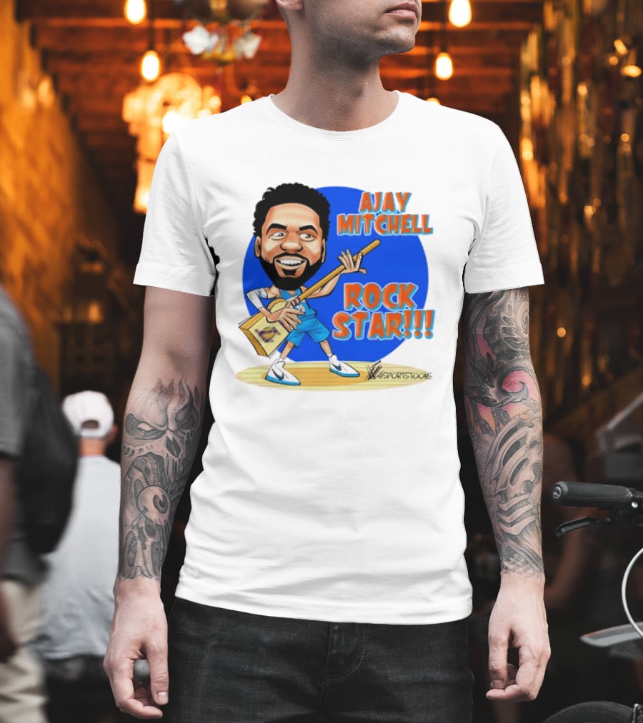 Ajay Mitchell Oklahoma City Thunder Rock Star Basketball Caricature T-Shirt