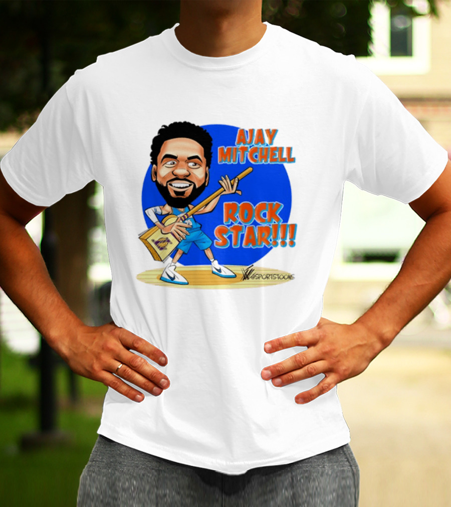 Ajay Mitchell Oklahoma City Thunder Rock Star Basketball Caricature T-Shirt
