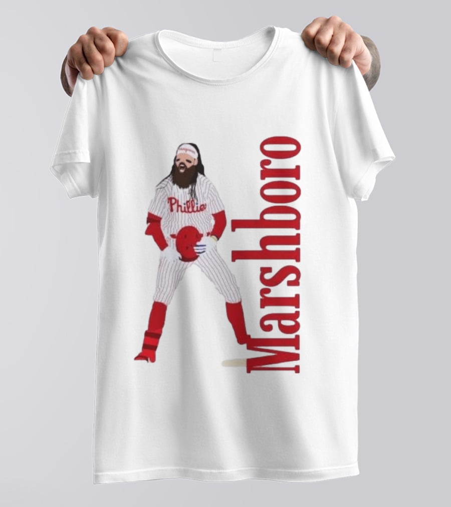 Brandon Marshboro Phillies Player Uniform Red Vertical T-Shirt