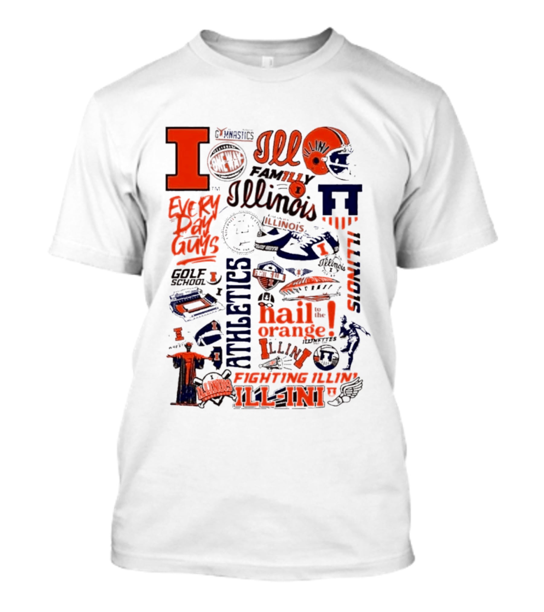Illinois Fighting Illini Athletics Symbols Illini Orange Blue Football Basketball Golf Illini Till I Die T-Shirt