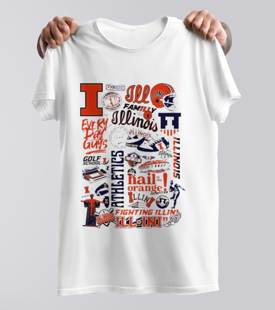 Illinois Fighting Illini Athletics Symbols Illini Orange Blue Football Basketball Golf Illini Till I Die T-Shirt