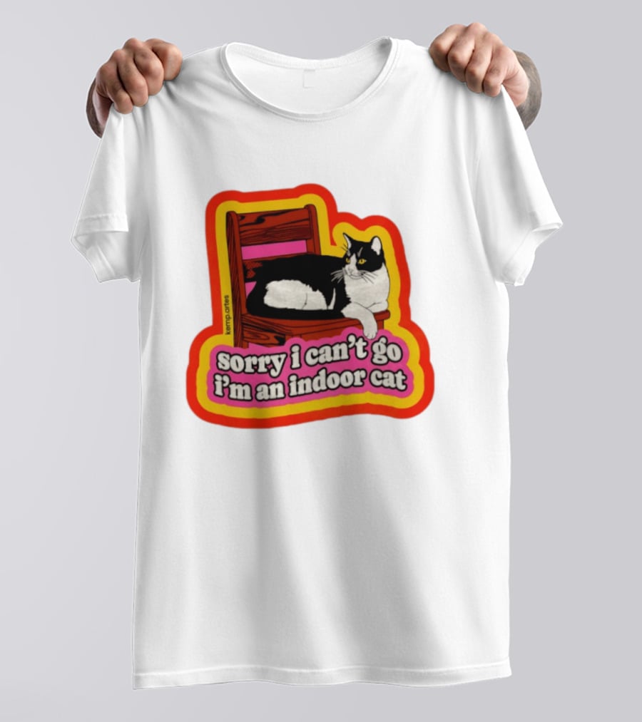 Indoor Cat Humor Sorry I Can't Go Vintage Feline Vibes T-Shirt