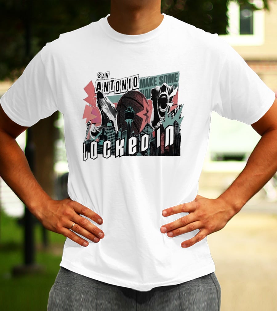 San Antonio Spurs Locked In 2026 Skyline City NBA Make Some Noise T-Shirt