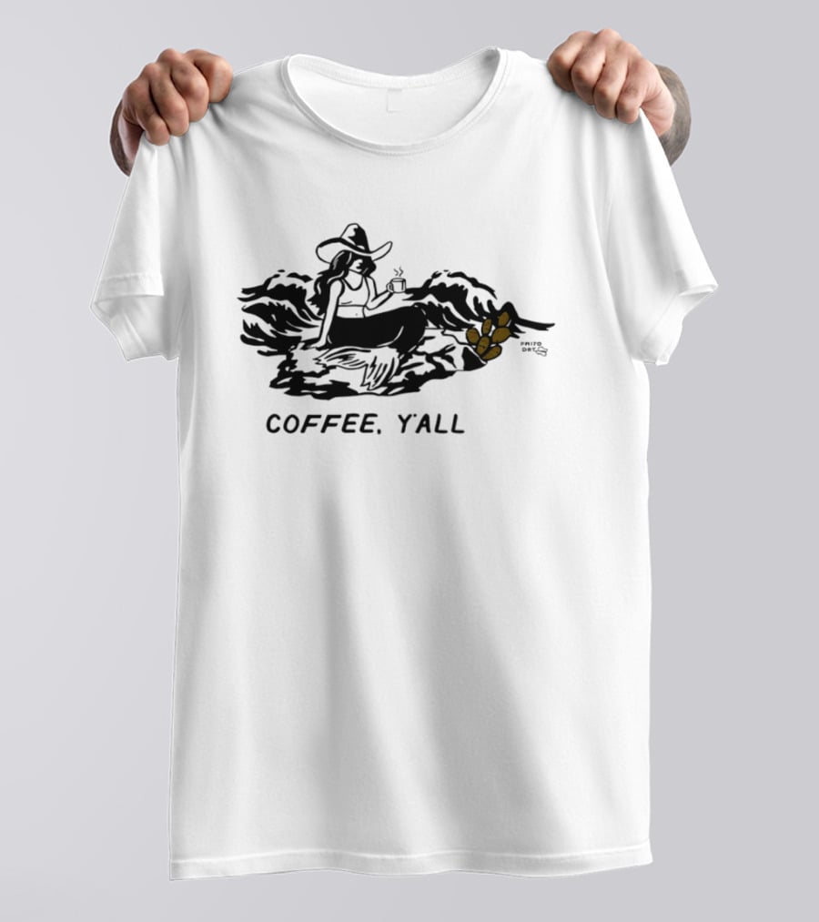 Texas Style Cowgirl Mermaid Coffee Y'all T-Shirt