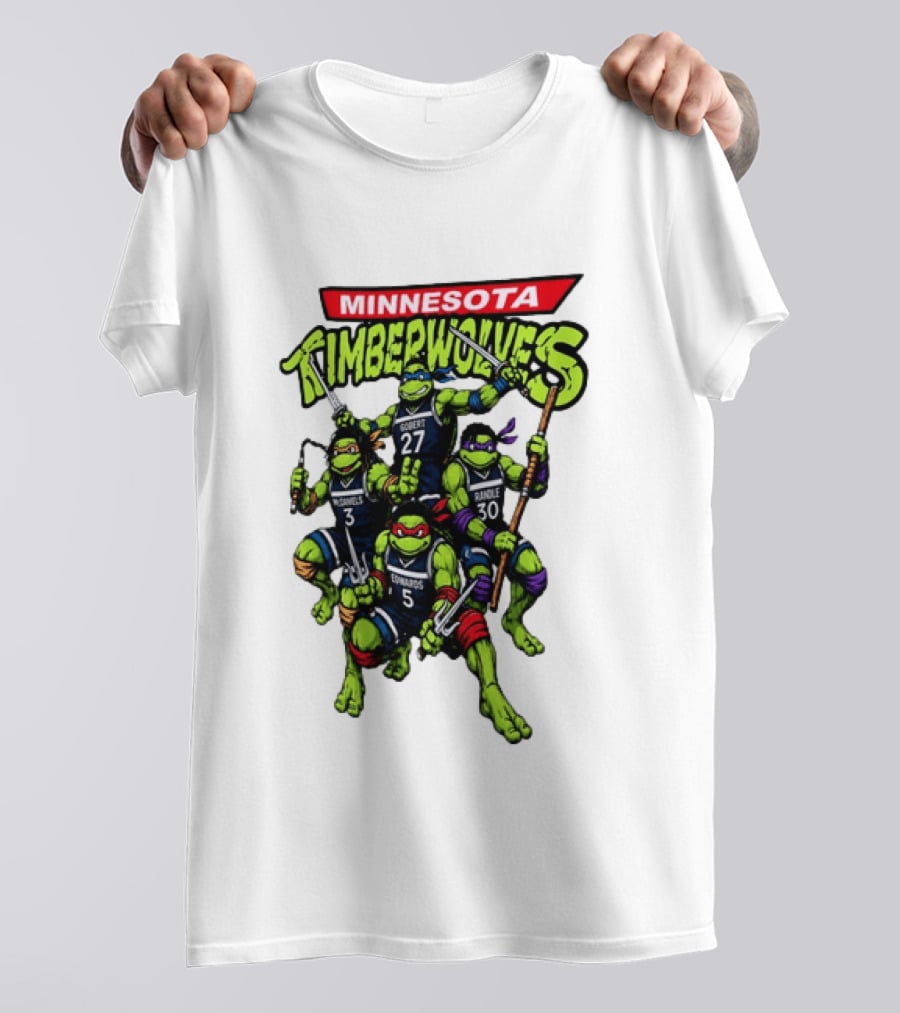 Minnesota Timberwolves Ninja Turtles Crossover Edwards Gobert Randle McDaniels T-Shirt