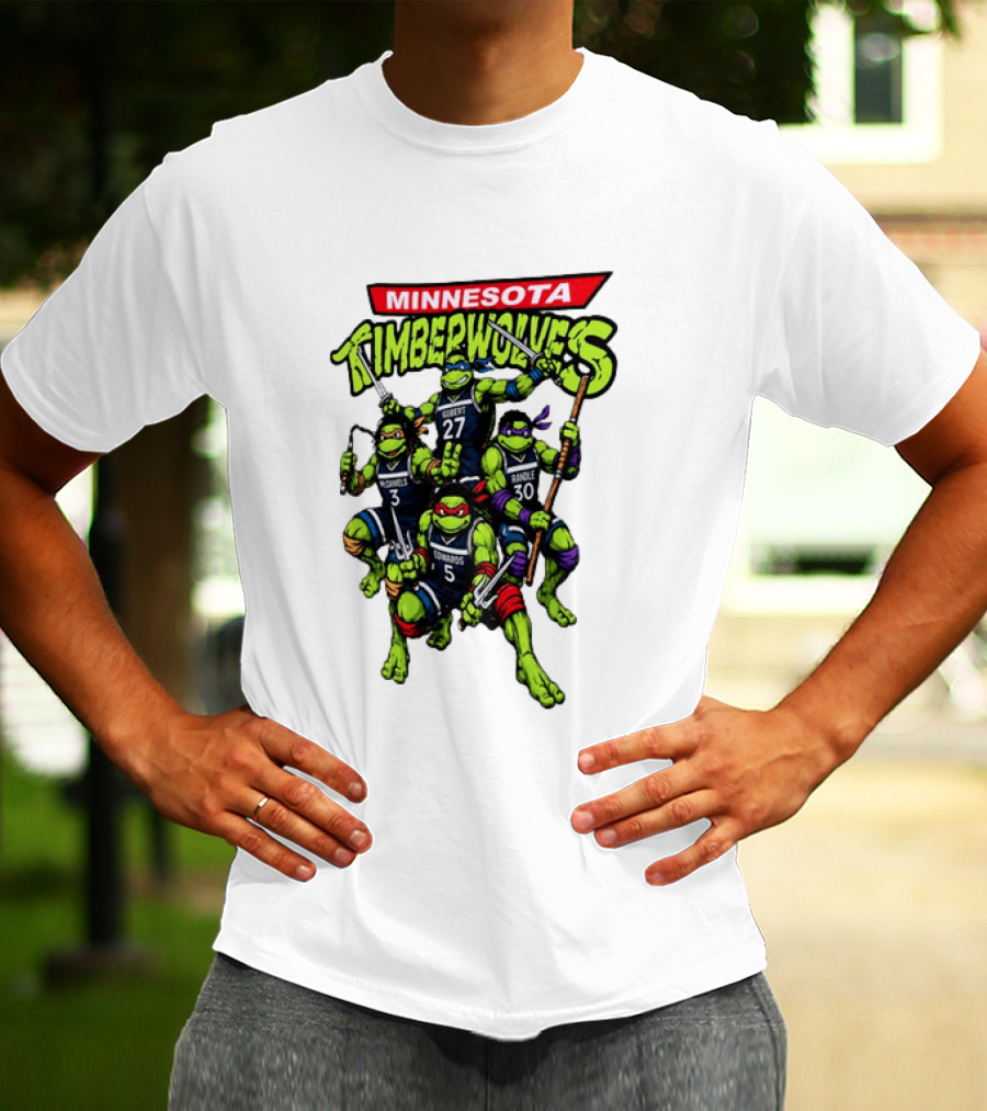 Minnesota Timberwolves Ninja Turtles Crossover Edwards Gobert Randle McDaniels T-Shirt
