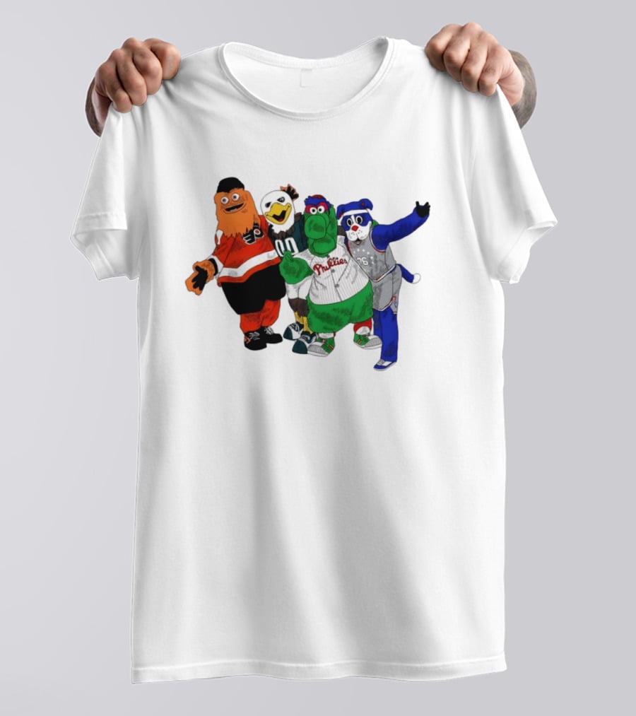 Philly Mascots Gritty Swoop Phanatic Franklin 2026 Sports Characters T-Shirt