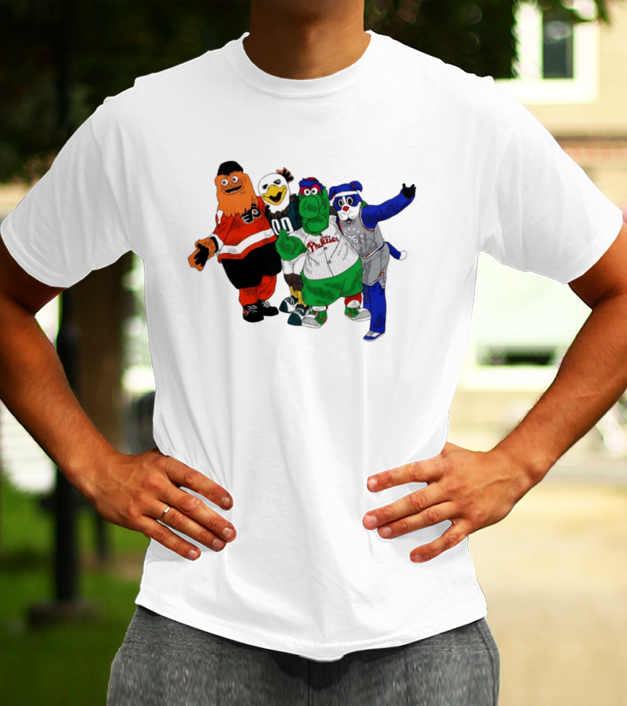 Philly Mascots Gritty Swoop Phanatic Franklin 2026 Sports Characters T-Shirt