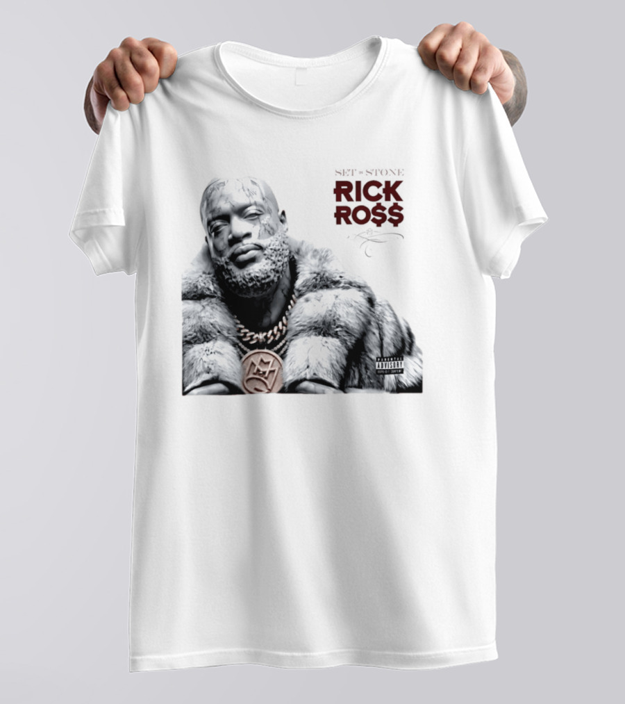 Rick Ross Set In Stone Album Cover Maybach Music Group Parental Advisory T-Shirt