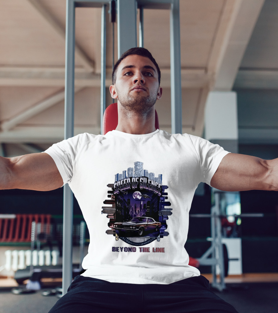 Speed Of Silence Cityscape Classic Car Moonlight Beyond The Line T-Shirt
