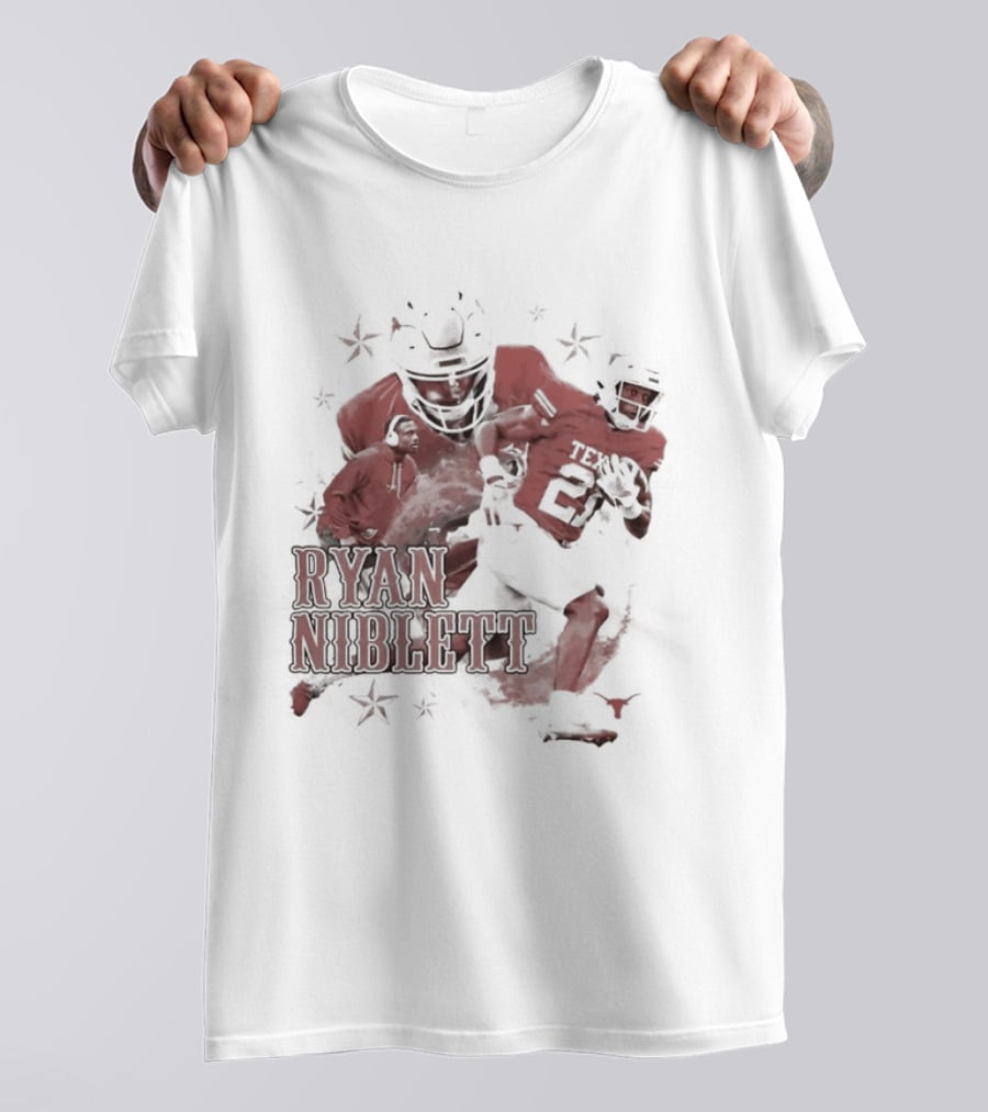 Texas Longhorns NCAA Football Ryan Niblett Collage Stars And Athlete Number T-Shirt