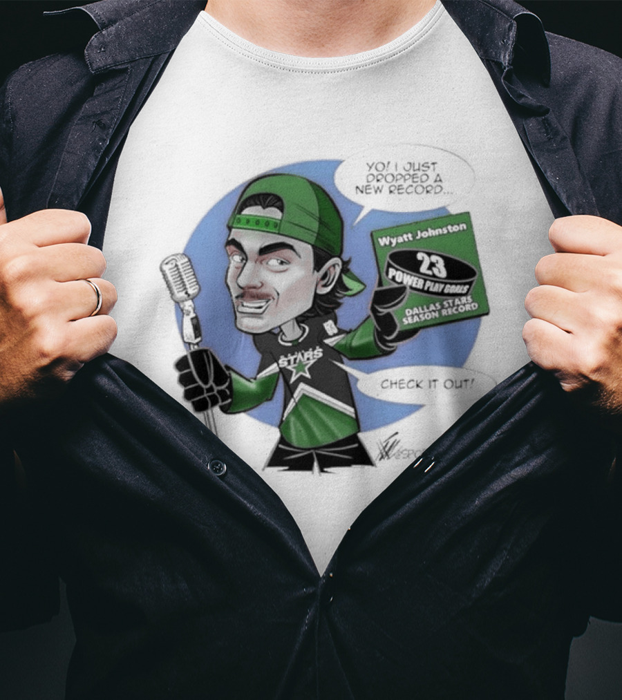 Wyatt Johnston Dallas Stars 23 Power Play Goals Celebration T-Shirt
