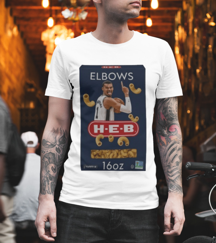 Victor Wembanyama Spurs HEB Elbows Meme 16oz Box T-Shirt