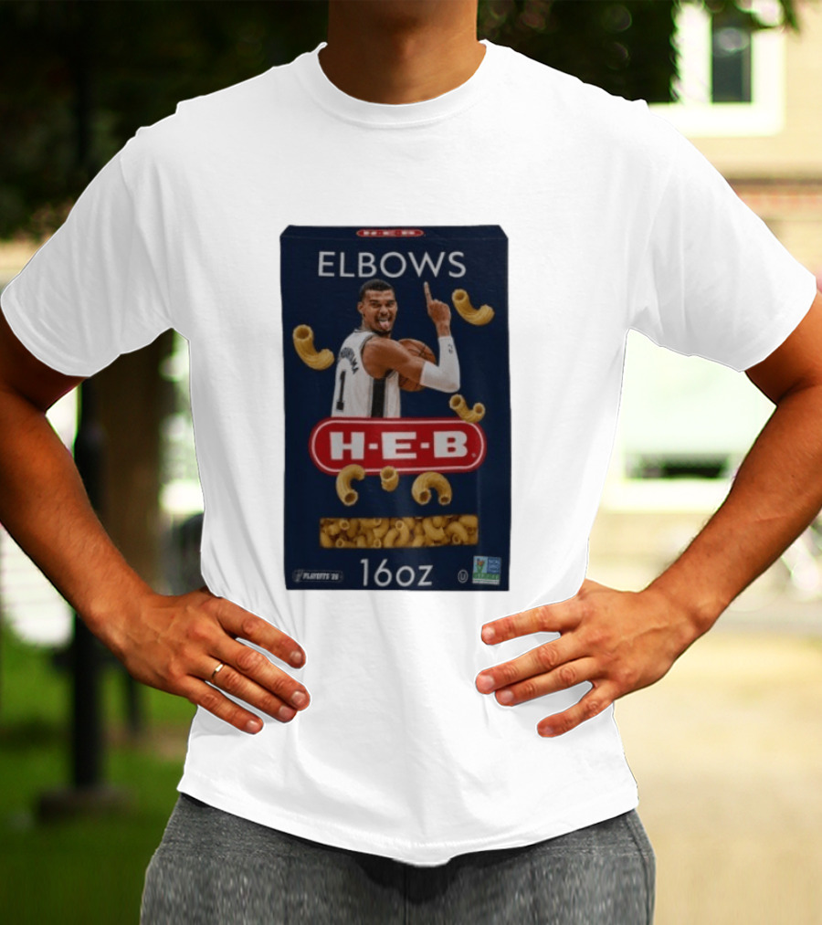 Victor Wembanyama Spurs HEB Elbows Meme 16oz Box T-Shirt