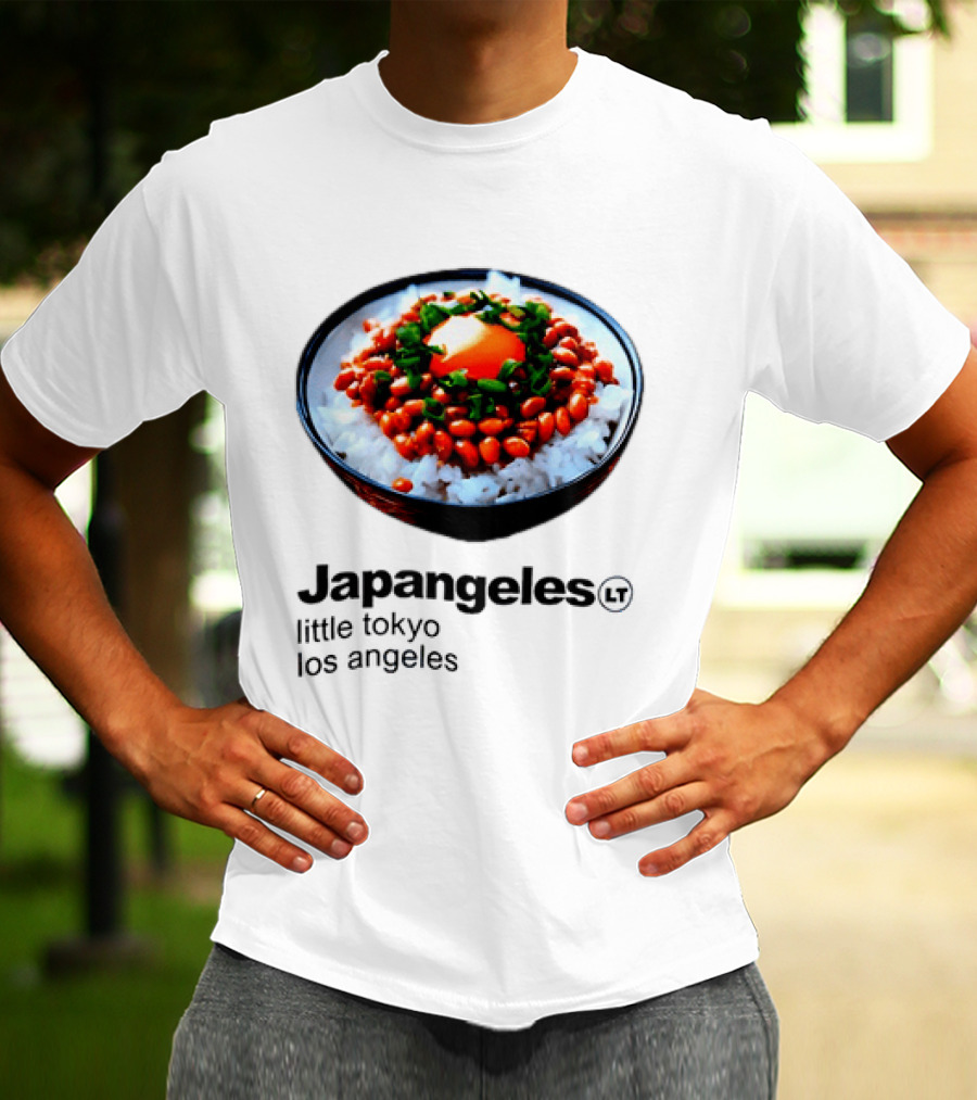 Japangeles Little Tokyo Los Angeles Natto Gohan Bowl With Egg And Scallions T-Shirt