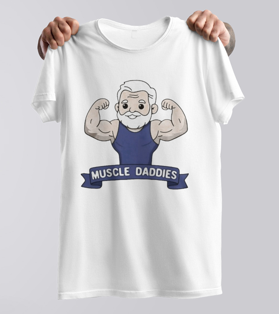 Muscle Daddies Muscular Cartoon Old Man Flexing T-Shirt