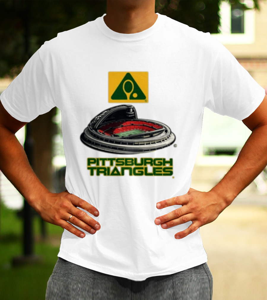 Pittsburgh Triangles Tennis Stadium With Tennis Racket T-Shirt