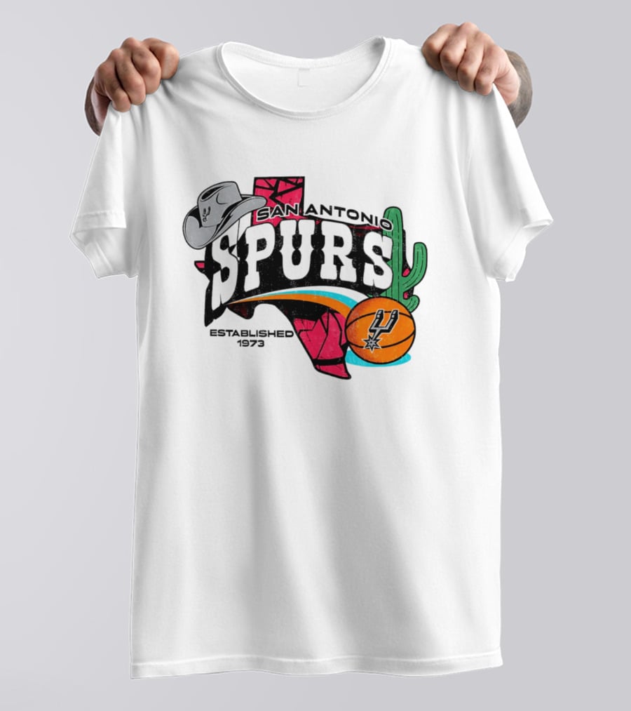 San Antonio Spurs 1973 Cactus Texas Basketball Cowboy Hat T-Shirt