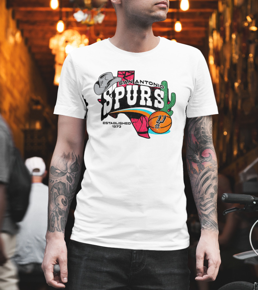 San Antonio Spurs 1973 Cactus Texas Basketball Cowboy Hat T-Shirt