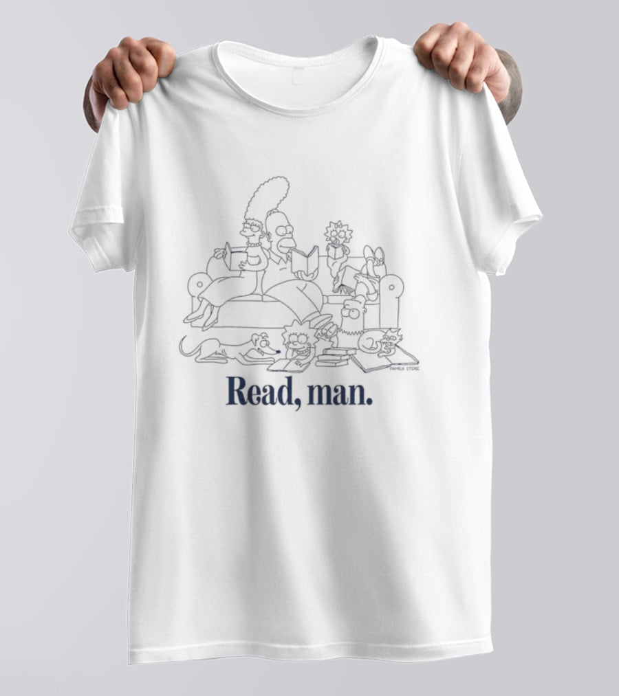 The Simpsons Read Man Family Couch Pose Reading Books T-Shirt