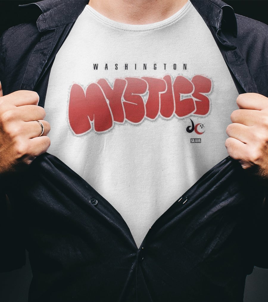 Washington Mystics Bubble Script Crop Mystics Basketball T-Shirt