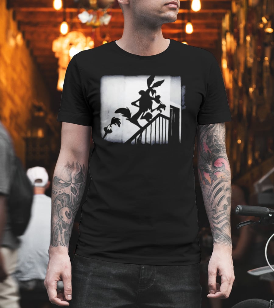 Wilesferatu Wile E. Coyote Road Runner Looney Tunes Silhouette Stairs T-Shirt