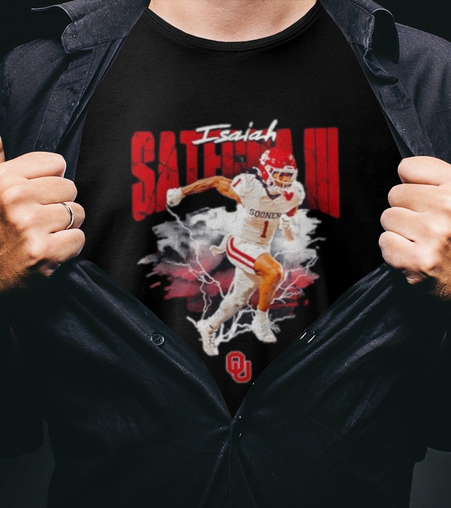 Oklahoma Sooners Isaiah Sategna III Lightning Burst Action T-Shirt