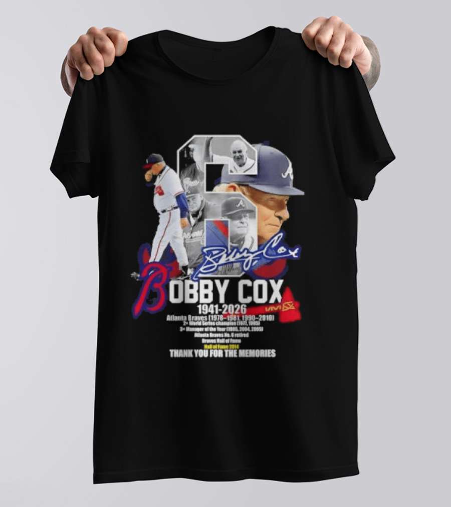 Bobby Cox Atlanta Braves Manager 1941 2026 Thank You For The Memories T-Shirt