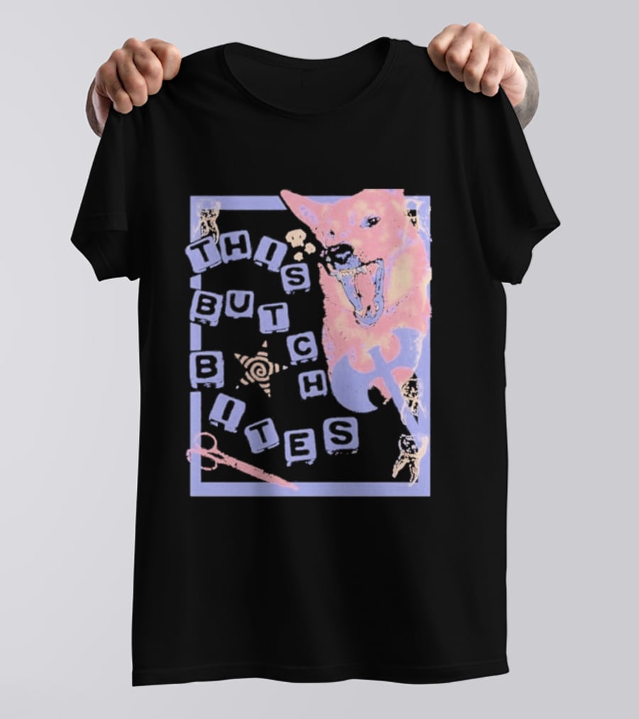 This Butch Bites Dog Retro Vibe Scissors And Blocks T-Shirt