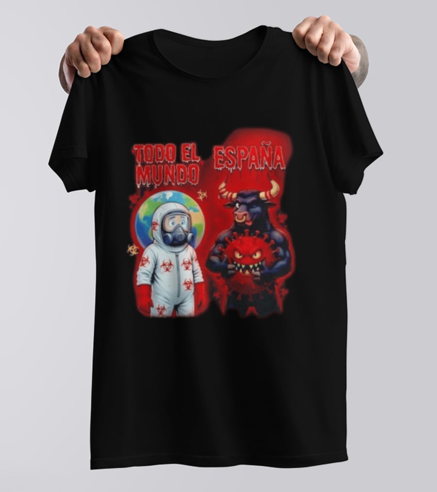 Todo El Mundo España Hantavirus 2026 Hazmat Bull And Virus T-Shirt