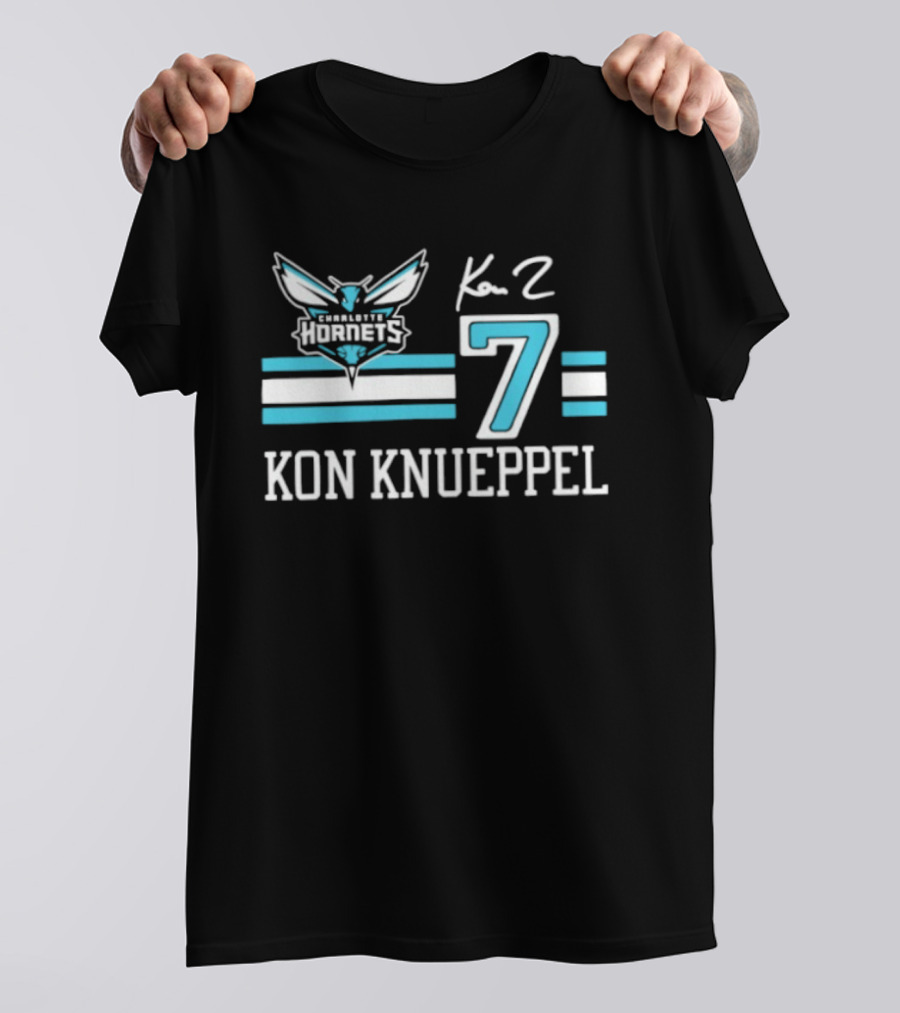 Kon Knueppel Charlotte Hornets 7 NBA 2026 Autographed T-Shirt