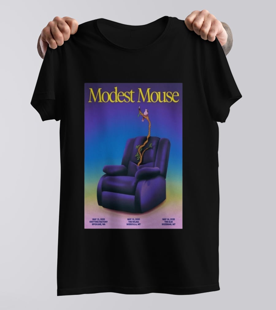 Modest Mouse Tour May 2026 Recliner And Tree Bozeman MT The Elm T-Shirt