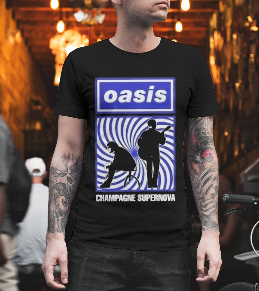 Oasis Champagne Supernova Band Silhouette Spiral T-Shirt